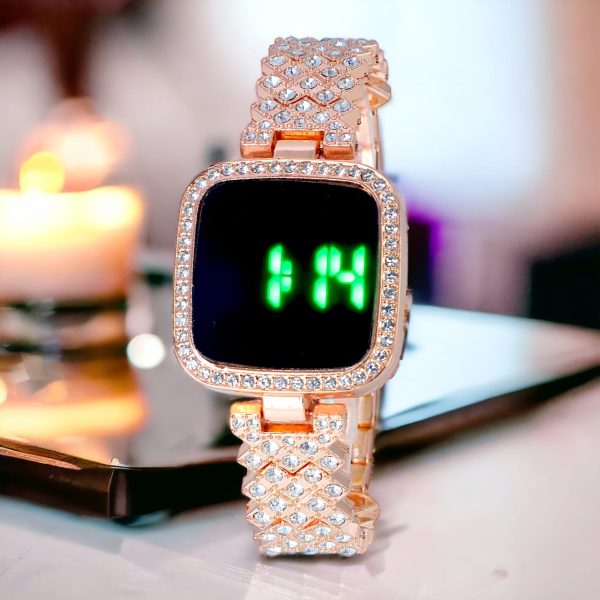 Ladies Led Touch Watch With Rhinestone Bracelet For Stylish Girls WYsmartify